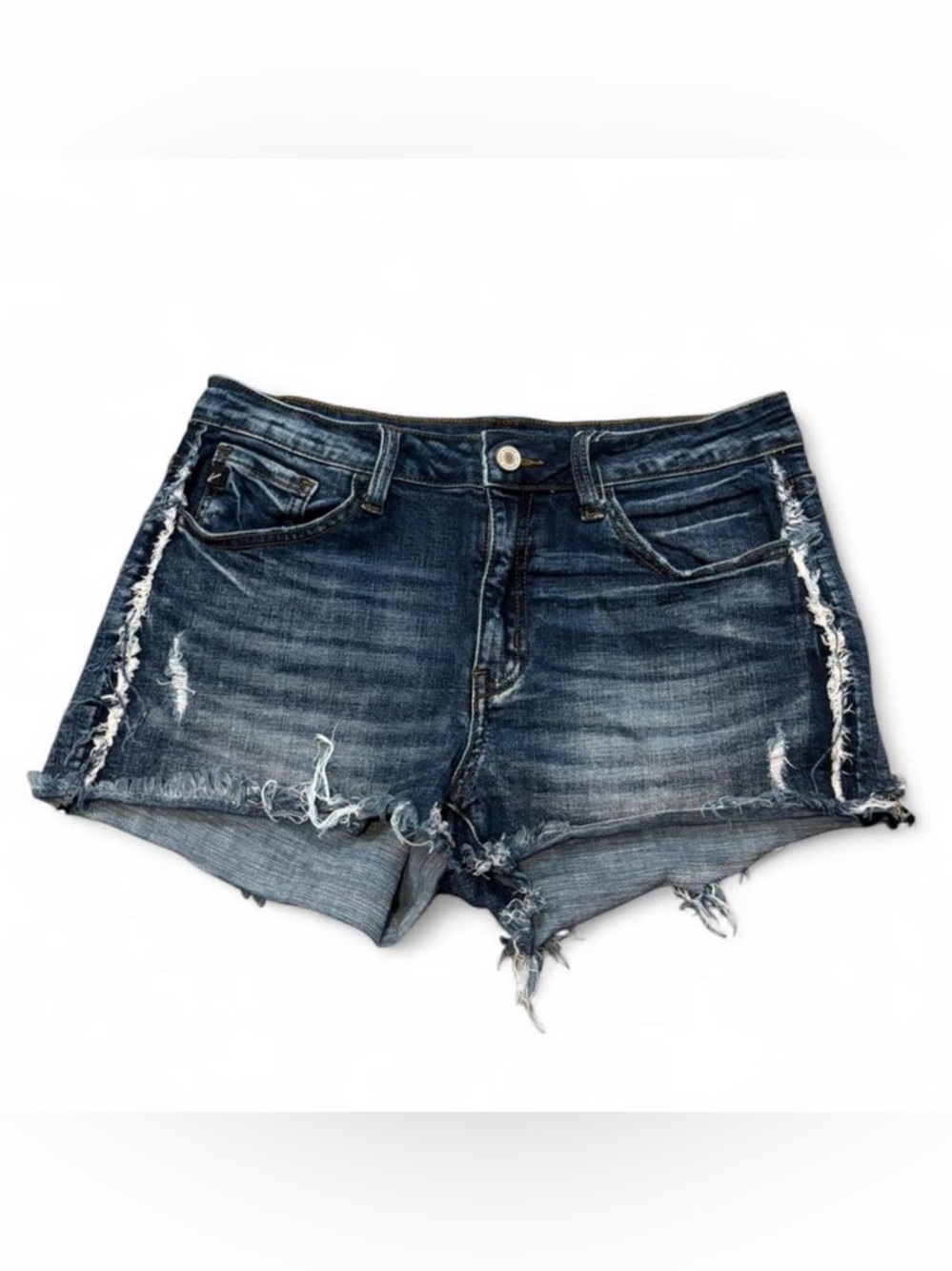 KanCan Dark Blue Distressed Denim Shorts